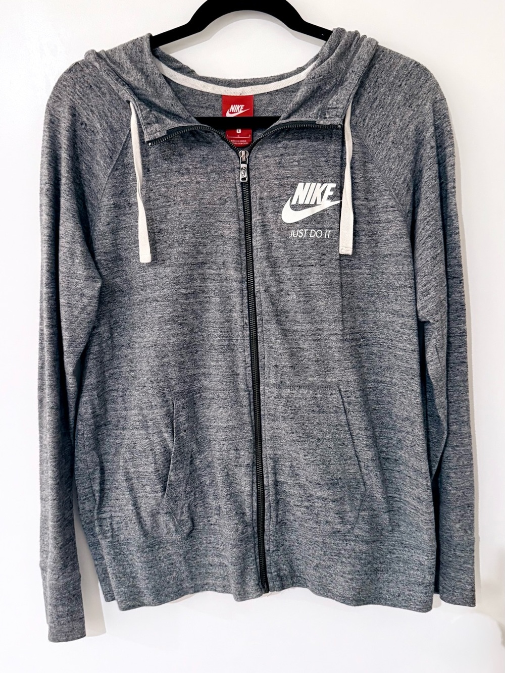 Nike Gray Lightweight Zip Hoodie Jacket with White Logo